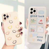 เคสพิมพ์ลายแฟชั่นลายยิ้มและลายgood luckสำหรับ X Xr Xs 7 8 Se 2020 12 893