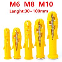 10pcs Plastic Screw Tube Drywall Expansion Screw M6M8M10 Wall Plug Screw Anchor Plug Small Yellow Fish Standard Nylon Fasteners