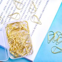 【jw】✲⊕❀  Paper Clip Paperclips Metal Office Document Gold Supplies Smallshaped File Teardrop Clamp School