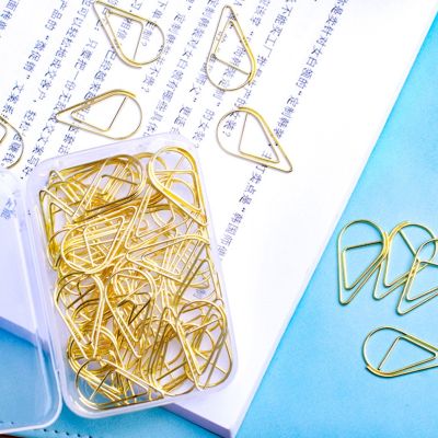 Paper Clips Clip Paperclips Metal Office Document Gold Supplies Smallshaped File Teardrop Creative Clamp Decorative School Cute