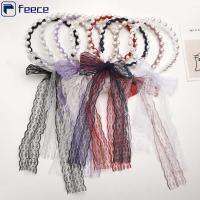 FEECE โบว์ของขวัญผู้หญิง Gir Lace ยางรัดผมที่คาดผมแฟชั่นเชือกแหวนมัดผมกระต่ายน่ารัก