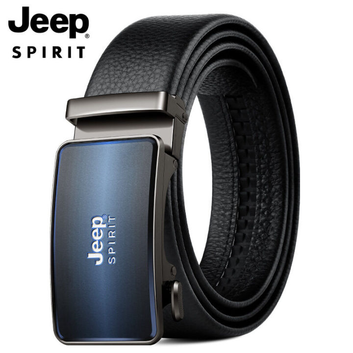 jeep-spirit-เข็มขัดหัวเข็มขัดอัตโนมัติหนังวัวชั้นหนึ่งสำหรับผู้ชายเข็มขัดสีดำแบบปรับได้9339