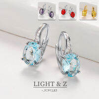 LIGHT &amp; Z แฟชั่นยอดนิยมในยุโรปและอเมริกา925ต่างหูรูปวงรีเคลือบเงินสำหรับสุภาพสตรีวันวาเลนไทน์ของขวัญที่สวยงาม