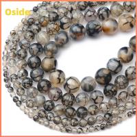 OSIDE 120 PCS 6mm ครับ ลูกปัดอัญมณีธรรมชาติ เรียบเนียน กลมกลมๆ ลูกปัดหลอดเลือดดำมังกร 2เส้น หินโมราหลอดเลือดดำมังกร ลูกปัดกลมกลม การทำเครื่องประดับ