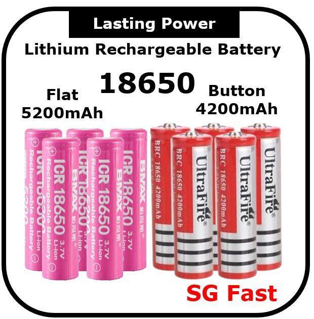 High Power 18650 Battery 3.7V Lithium Rechargeable Battery Lazada