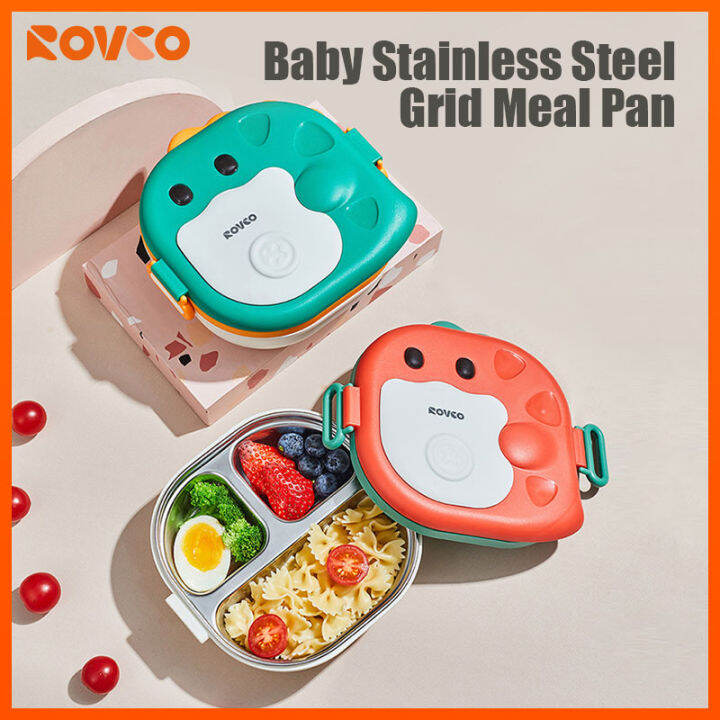 2023 NEW ROVCO Baby Dinosaur 316 Stainless Steel Grid Meal Pan Baby
