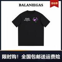 Ν♧Blenciagaฆ่าเชื้อเสื้อยืดรอบคอหลวมพิมพ์ลายสัตว์ต่างดาวแขนสั้นอินเทรนด์แบรนด์อินเทรนด์ฤดูร้อน