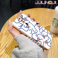 Jjlingji เคสสำหรับ OPPO A9 2020 A5 2020เคสการ์ตูนน่ารักลายหงส์ขาวสวยดีไซน์ใหม่กรอบซิลิโคนป้องกันกล้องฝาปิดเลนส์เต็มรูปแบบเคสนิ่มป้องกันกล่องกันกระแทก