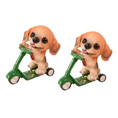 2Pcs Skateboard Resin Puppy Home Decorations Simulation Dog Decorations Bedroom Living Room Home Accessories