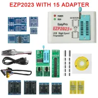 EZP2023ทั้งชุด SPI Programmer USB พร้อมอะแดปเตอร์15ตัวที่หนีบทดสอบ Sop8/16รองรับ24 25 93 95แฟลช EEPROM โปรแกรมเมอร์