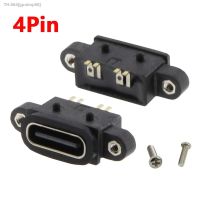 ◎☏□ USB TYPE C 4Pin Waterproof Female Micro USB-C Jack Socket Port With Screw Power Charging Interface USB Connector Power Jack