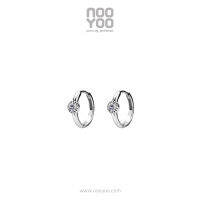 NooYoo ต่างหูสำหรับผิวแพ้ง่าย Hoop with 3mm Cubic Zirconia Surgical Steel