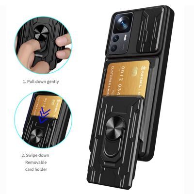 「Enjoy electronic」 For Xiaomi 12T Pro Case Card Slot Bracket Stand Holder Armor Back Cover for Xiomi Xiaomy Mi12T Mi 12 T Xiaomi12T Pro Phone Cases