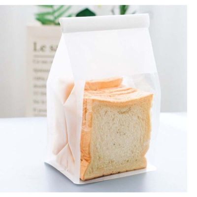 ถุงลวดพับ ถุงใส่ขนมปัง ถุงโชคุปัง ถุงใส่ครัวซองค์ สีขาว ไซส์ S (12, 25 ใบ/แพ็ค)