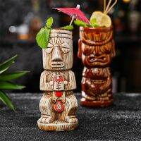 ฮาวายเกาะอีสเตอร์แก้ว Tiki เอสเครื่องลายครามสร้างสรรค์เหยือกไวน์เบียร์ค็อกเทลไวน์ปาร์ตี้บาร์ถ้วยเครื่องมือเซรามิกแก้ว Tiki 300-700มล.