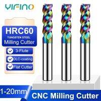 YIFINO HRC60 3-Flute DLC การเคลือบที่มีสีสัน U-groove เครื่องตัดอลูมิเนียมทังสเตนเหล็กคาร์ไบด์ CNC เครื่องจักร Endmill Tools