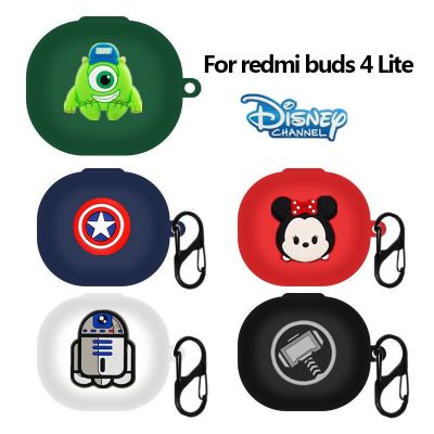 New Cartoon Disney Earphone Case Cover For Redmi Buds 4 Lite Silicone Wireless Earbuds Charging Box Protective Shell With Hook Wireless Earbud Cases