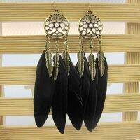 Womens Feather Leaves Drop Dangling Earrings