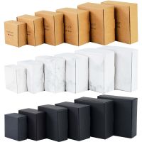 6pcs/lot Various Sizes Kraft Paper Box Brown Cardboard Handmade Soap Box White Kraft Paper Gift Box Black Packaging Jewelry Box