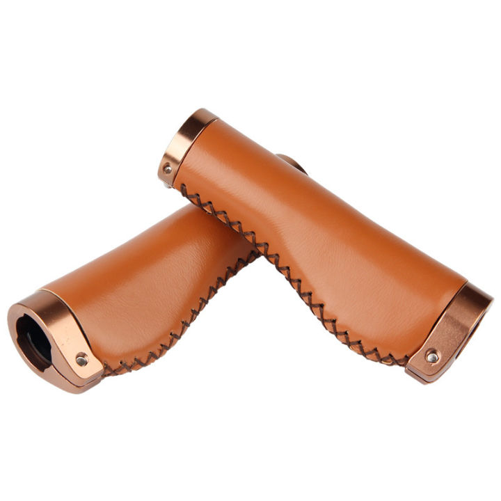 mtb-cowhide-grip-จักรยาน-r-จักรยาน-handle-grips-จักรยาน-handlebar-pu-หนังพวงมาลัยจักรยานล็อค-vintage-alloy-grip