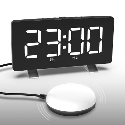 สำนักงานบ้านนาฬิกาดิจิตอล LED จอแสดงผลขนาดใหญ่เสียงดังสั่นเตือนหรี่ไฟกลางคืนสำหรับห้องนอนเด็กนอนหลับหนัก