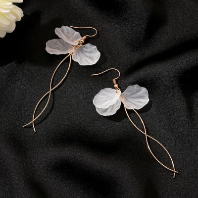 “：{+ Flower Drop Earrings Fashion Pearl Women Female Korean Crystal Tassel Chain Pendant Earrings Wedding Jewelry Long Stud EarringsTH