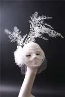 ? White Mesh Mouth-Covering Exaggerated Adult Goddess Mask Stage Show Party Queen Beautiful Ball Fake Mask