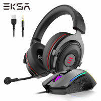 EKSA Gaming Headset Gamer E900 Pro Wired Over-Ear Headphones with Microphone for PCPS4, with EM100 RGB Gaming Mouse (Optional)