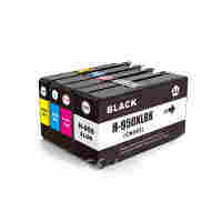 Compatible 4 Pack 950XL 951XL BK C M Y Ink Cartridge 950 XL Black + 951 XL Cyan + Magenta + Yellow High Yield Capacity Full Set Print Inkjet  for HP Officejet Pro 8100 8600 8610 8620 8630 8640 8650 8660 8615 8616 8625 251dw 276dw Color Printer