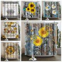 Rustic Shower Curtain Butterfly Daisy American Country Farm Style Bathroom Curtain Floral Barnwood Fabric Farmhouse Bath Decor