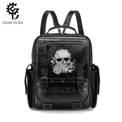 New Bags Womens Gothic Large Capacity Womens Backpack Skull Embroidered Backpack Computer Bag