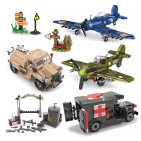 Military Vehicle WC54 Ambulance Fighter Tank Airplane Army WW2 Soldier Weapon Model Building Block Brick Children Kids Gift Toys