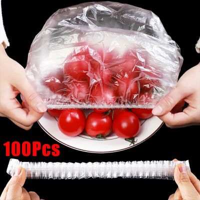50/100Pcs Disposable Food Cover Plastic Elastic Wrap Food Lids For Fruit Vegetable Fresh-keeping Bags Kitchen Storage Saver Bag