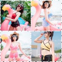 ชุดว่ายน้ำผู้หญิง Bikini ผูกคอ ผูกหลัง  สกรีน vacation