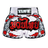 กางเกงมวยไท กางเกงกีฬา กางเกงมวย ทัฟฟ์ TUFF BOXING SHORTS POLYESTER TIGER WHITE MUAY THAI MMA BOXING KICKBOXING