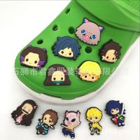 Single Sale Demon Slayer Anime Character Shoe Buckle DIY Sneaker Accessories Charms for Crocs Decoration Kids X-mas Party Gifts