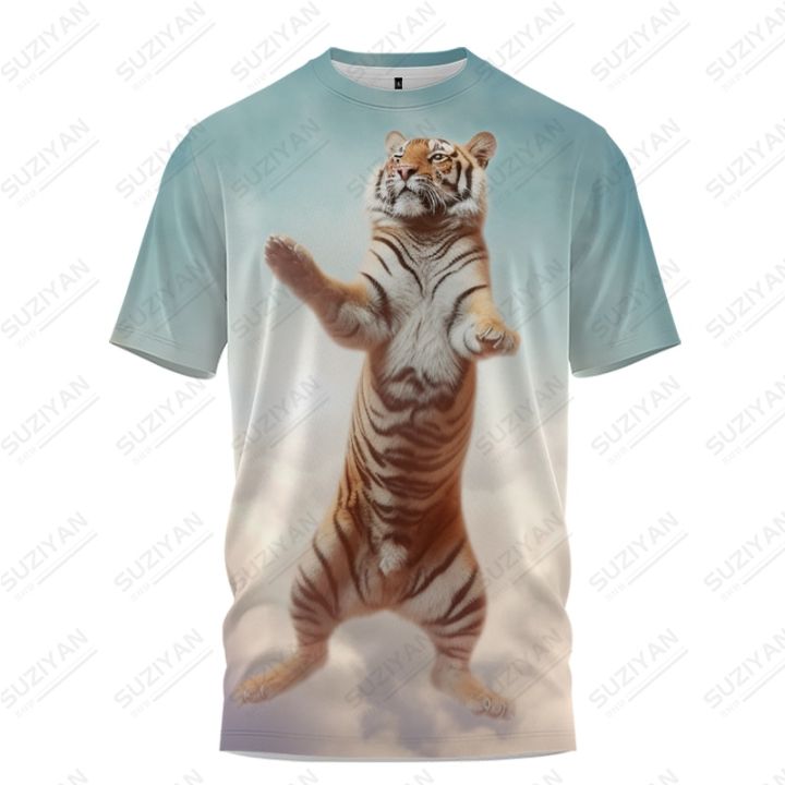 ฤดูร้อนเสื้อยืดผู้ชาย-tiger-ฝึกศิลปะการต่อสู้-3d-พิมพ์เสื้อยืดแฟชั่นเสื้อยืดหลวมสบายๆกีฬาเสื้อยืด