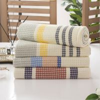 hot【DT】 35X75CM/70X140CM Thickened Cotton Striped Waffle Adult Kids Absorbent Soft