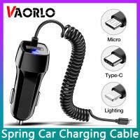 VAORLO ที่ชาร์จโทรศัพท์มือถือเคเบิลชาร์จแบตรถกับ USB สามารถใส่ได้กับ iPhone สายชาร์จ14 ProMax 13Pro S10 Samsung USB Xiaomi Micro USB ชนิด C สายชาร์จเร็วโทรศัพท์ในรถยนต์