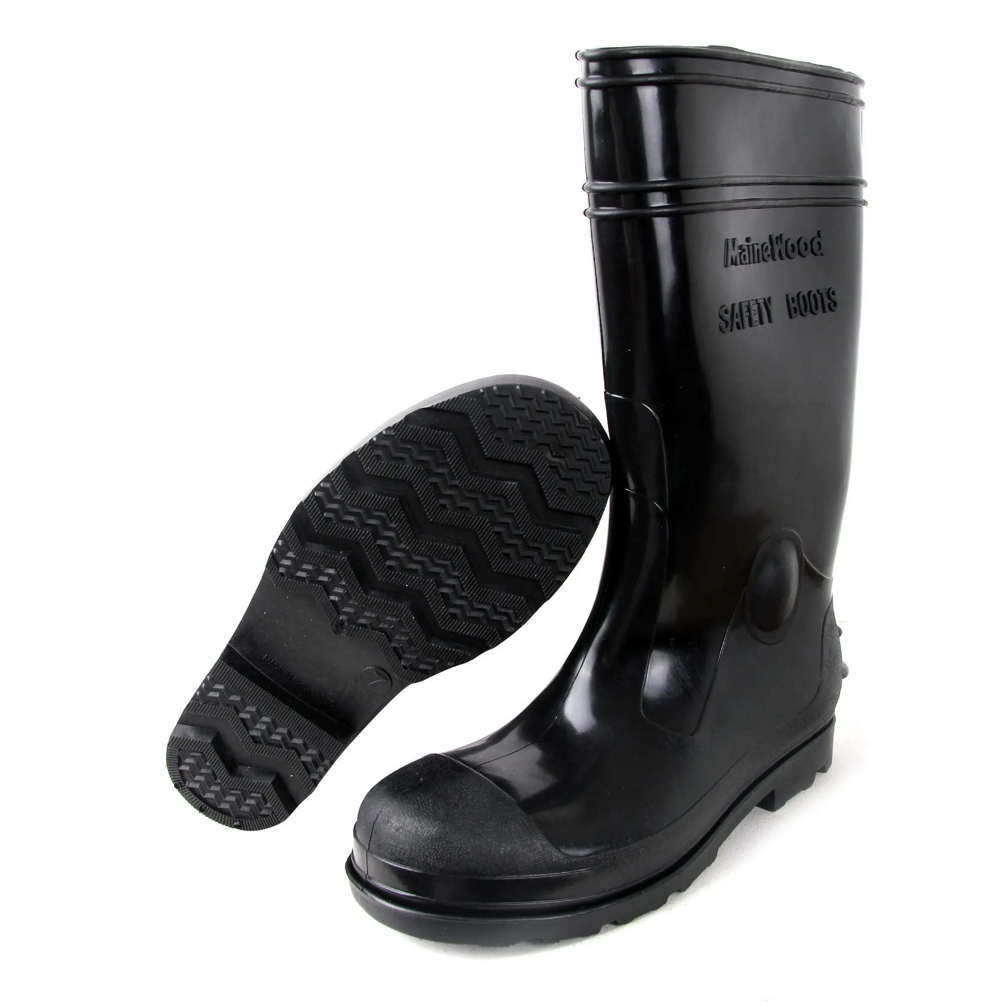 black wood safety boots