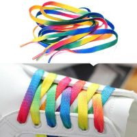 1 คู่ที่มีสีสัน Shoelaces Rainbow Gradient แบนรองเท้า laces สำหรับผ้าใบรองเท้า Chromatic สีเชือกผูกรองเท้า 80 ซม./100 ซม./120 ซม./150-Chuieri