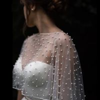 【YF】✐☃  2022 MYYBLE Wedding Accessories Bolero Bridal Cloak Pearls Cape short front long back Wrap Evening Shawl