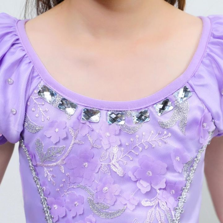 jeansame-dress-ชุดเจ้าหญิงโซเฟียสีม่วงสำหรับเด็กผู้หญิงเครื่องแต่งกายคอสเพลย์แขนพัฟ-layerd-ชุดเด็กปาร์ตี้วันเกิดโซเฟียเครื่องแต่งกายแฟนซี