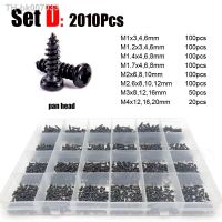 ✎  700/2010pcs M1 M1.2 M1.4 M1.7 M2 M3 M4 Black Steel Small Micro Cross Phillips Round Pan Head Self Tapping Wood Screw Set Kit Box