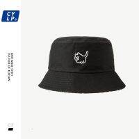 Student Hat Female Summer Korean Version Cute Cat Embroidery Double-Sided Bucket Couple Black White Basin Sun Male