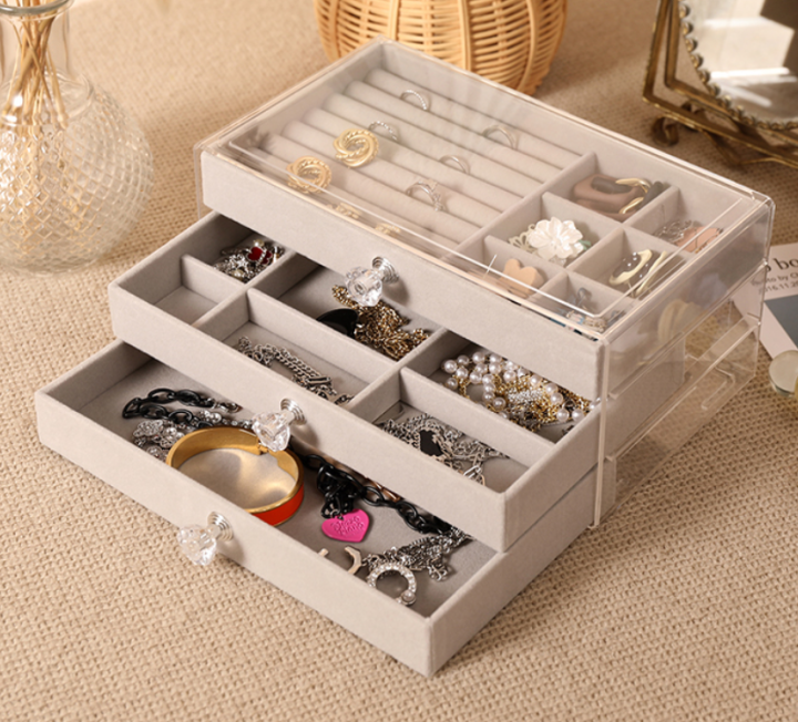 Drawer World Three-layer Jewelry Storage Box 