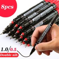 8pc Double-Head Marker For drawing Oiliness Tick Permanent  Pen 1.0 0.5 Children Painting Art Tracing Marking Pen Black Blue Red Highlighters Markers