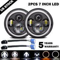 1pc 150W Round Headlights 7 Inch LED Headlights DRL HiLo Beam Angel Eyes For Davidson Honda Yamaha Jeep Wrangler Motorcycle