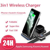 ZZOOI 3in1 QI Foldable Wireless Charger Stand For Iphone 13 12 11 XS X Fast 15W Wireless Charging Dock Station For IWatch AirPods