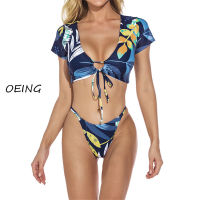 Blue Print T Shirt String Bikini 2021 Swimsuit Bikini Sexy Swimsuit Bathing Suit Women Plus Size 2 Piece Set Women